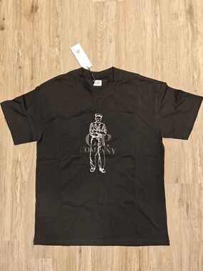 C.P. Company Black Tee with Silver Graphic Soldier Motif